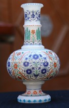 Antique Marble Flower Jar Fine Semi Mosaic Inlay Marquetry Collectible Art H1958 - £945.59 GBP
