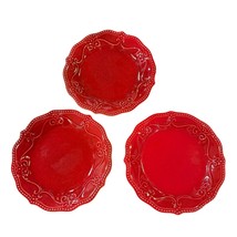 Set of 3 Pioneer Woman Red Paige Salad Bread Dessert Plates 7.5&quot; - $28.21