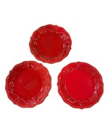 Set of 3 Pioneer Woman Red Paige Salad Bread Dessert Plates 7.5&quot; - £22.34 GBP