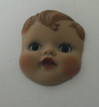 Vintage Hand Painted Porcelain Boy Doll Face 2 1/4&quot; Tall - £14.69 GBP