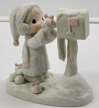 *R60) Precious Moments 1984 Jonathan &amp; David Sending A White Christmas Figurine - $11.87