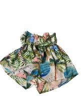 ZAFUL Size 10 XL Paper Bag Waist Floral Print Shorts Green Blue White Pink - £13.49 GBP
