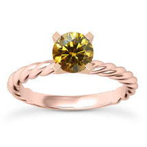 Brown Diamond Solitaire Ring Round Shape Treated 14K Rose Gold VS2 1.00 Carat - £1,470.81 GBP