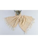 Vintage 40s 50s Rockabilly Distressed Silk Fringed Tassel Scarf Wrap Cre... - $719.71 MXN