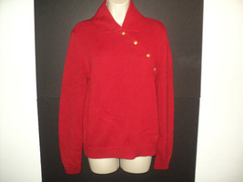 Lauren Ralph Lauren Size L Pullover Sweater Red, Diagonal Gold Buttons M... - £37.12 GBP