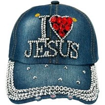 New Women&#39;s &#39;I Love Jesus&#39; Rhinestone Design Denim Cap (OS) - £15.78 GBP