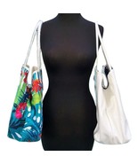 Cache Reversible Ivory Pearl Patent Leather Canvas Tropical Purse Bag NW... - $116.25 CAD