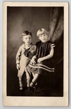 RPPC Cute Sister Brother Kathryn &amp; Dale Salem Iowa Thompson Family Postcard U30 - £15.94 GBP