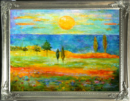 Lela Maharobeli-&quot;Ocean Sunrise&quot;-Framed ORiG Oil Painting/Canvas/Hand Signed/COA - £570.54 GBP