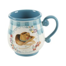 Four (4) Pioneer Woman ~ Novelty ~ TEAL Gingham ~ 16 Ounce Mug Set ~ COW... - $50.00