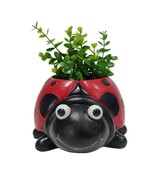 Ladybug Pot Planter 9.5&quot; Long Red Black Dots Resin Home Garden Luck Ador... - $47.05 CAD