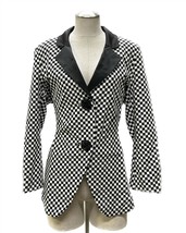 An Ren check print blazer in BLACK/WHITE - $108.00