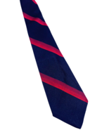 Vintage 1970s Tie Statesman Neckwear Skinny Black Red Repp Diagonal Stripe - $54.80 CAD
