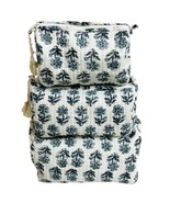 Large Cotton Quilted Makeup Bag | Block Printed Handmade Pouch | Toiletr... - $607.74 MXN