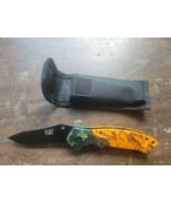 Caterpillar CAT Pocket Knife Frame Lock Black and Orange - $41.69 CAD
