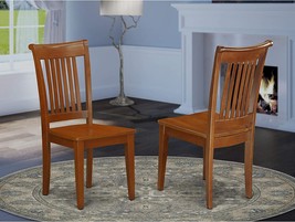 East West Furniture POC-SBR-W Dining Chairs, Wood Seat, Saddle Brown - £154.52 GBP