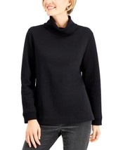 MSRP $37 Karen Scott Cotton Turtleneck Sweatshirt Black Size Small - $18.81