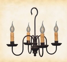 Colonial &quot;Peppermill&quot; Chandelier - Handcrafted 4 Arm Metal Candelabra Light Usa - £191.80 GBP