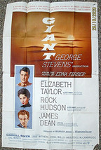 JAMES DEAN,ELIZABETH TAYLOR (GIANT) ORIGINAL VINTAGE 1956 1-SHEET MOVIE ... - $494.99