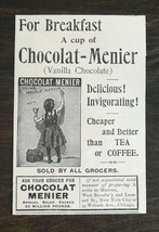 Vintage 1895 Chocolat Menier Breakfast Drink Original Ad 1021 A2 - $6.64