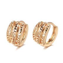 Hot Fashion Glossy Dangle Earrings 585 Rose Gold Hollow Flower Vintage Earrings  - £6.84 GBP