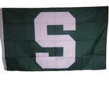 K&#39;s Novelties 3x5 Big Green and White S Michigan State Flag 3&#39;x5&#39; Banner... - $4.88