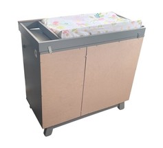 Modern Baby Changing Table Dresser w/ 3 Drawers & Cabinet Storage Gray White image 7