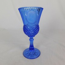 Avon Vintage Fostoria Mt Vernon Blue Glass Goblets George Washington 8.5&quot; tall - £7.76 GBP