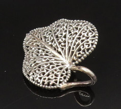 925 Sterling Silver - Vintage Beaded Edge Veined Love Heart Brooch Pin -... - $47.89