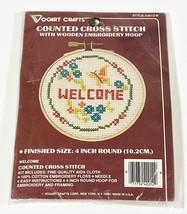 Vogart Crafts - WELCOME Counted Cross Stitch - 4&quot; Round (BRAND NEW SEALED) - $8.79