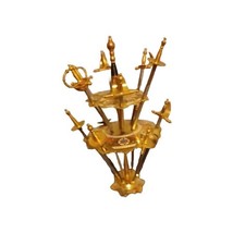 Vintage Toledo 12 Toothpick Swords Holder Gold tone Enamel Two Tiered Stand - $1,192.70 MXN