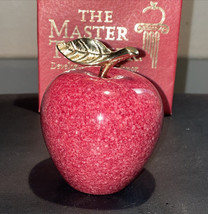 The Master Teacher Red Polished Stone Apple Brass Leaf Stem  Paperweight W/ Box - £8.17 GBP