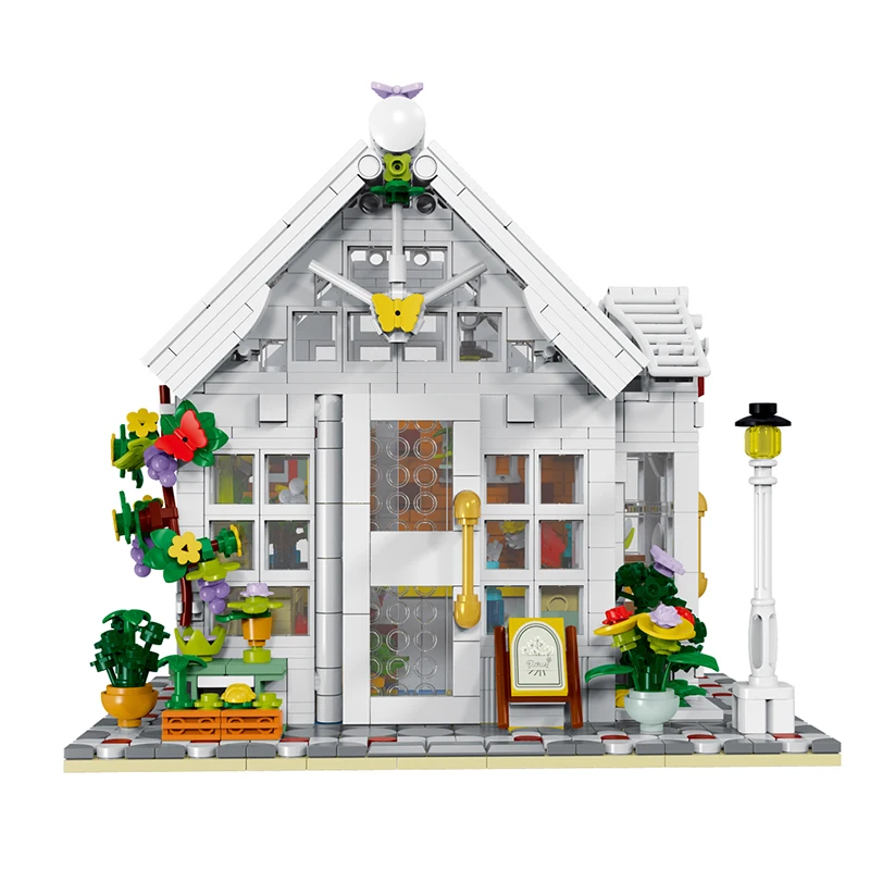 MOC City Street View Sunshine Flower House Building Blocks Bricks Sets - £72.35 GBP