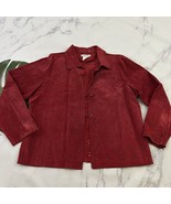 Coldwater Creek Vintage Y2k Suede Jacket Plus Size 1x Red Laser Cut Floral - €38,21 EUR