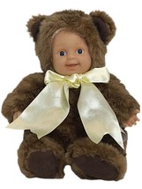 2005 Baby Bear By Anne Geddes 6.5&quot;  Brown Bear With Yellow Bow Doll - £6.79 GBP