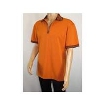 Men Sports Shirt DE-NIKO Short Sleeves Cotton Zipper Polo Shirt DBK104 Rust image 10