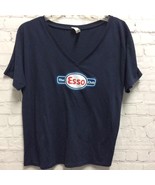 The Esso Club Womens Bella + Canvas T Shirt Blue Short Sleeve V Neck Knit M - $6.09
