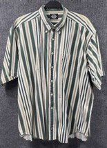 VTG 90&#39;s Levis Dockers Shirt Mens XL Green Vertical Striped Button Down Casual - £19.39 GBP