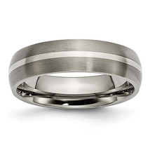 Chisel Titanium Brushed with Silver Inlay 6mm Band TB139 - $93.62