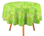 Green Grid Mosaic Tablecloth Round Kitchen Dining for Table Cover Decor ... - $15.99+