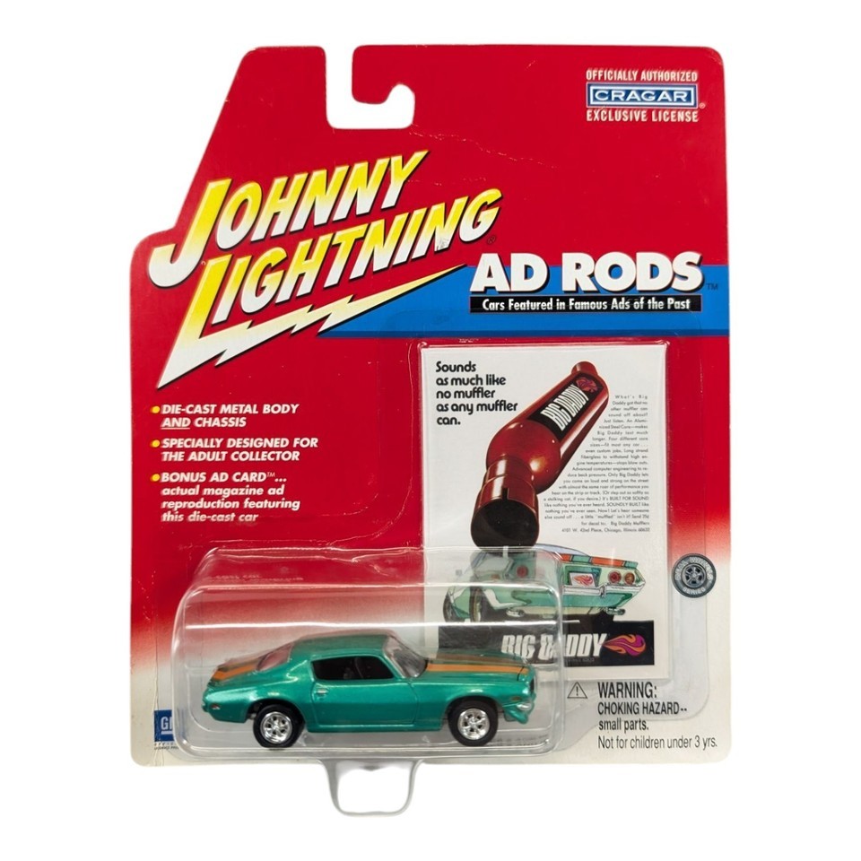 JOHNNY LIGHTNING AD RODS 1971 CHEVY CAMARO RS (102) 2001 CRAGAR - $12.60