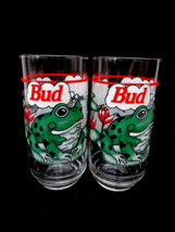  1995 Set Of 2 Budweiser Frogs Bud Weis Er Anheuser Busch Beer Glasses - £19.78 GBP
