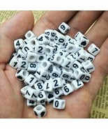 50 Number Beads White Cube Bulk Beads Wholesale 6mm Assorted Lot Mixed - $120.16 MXN