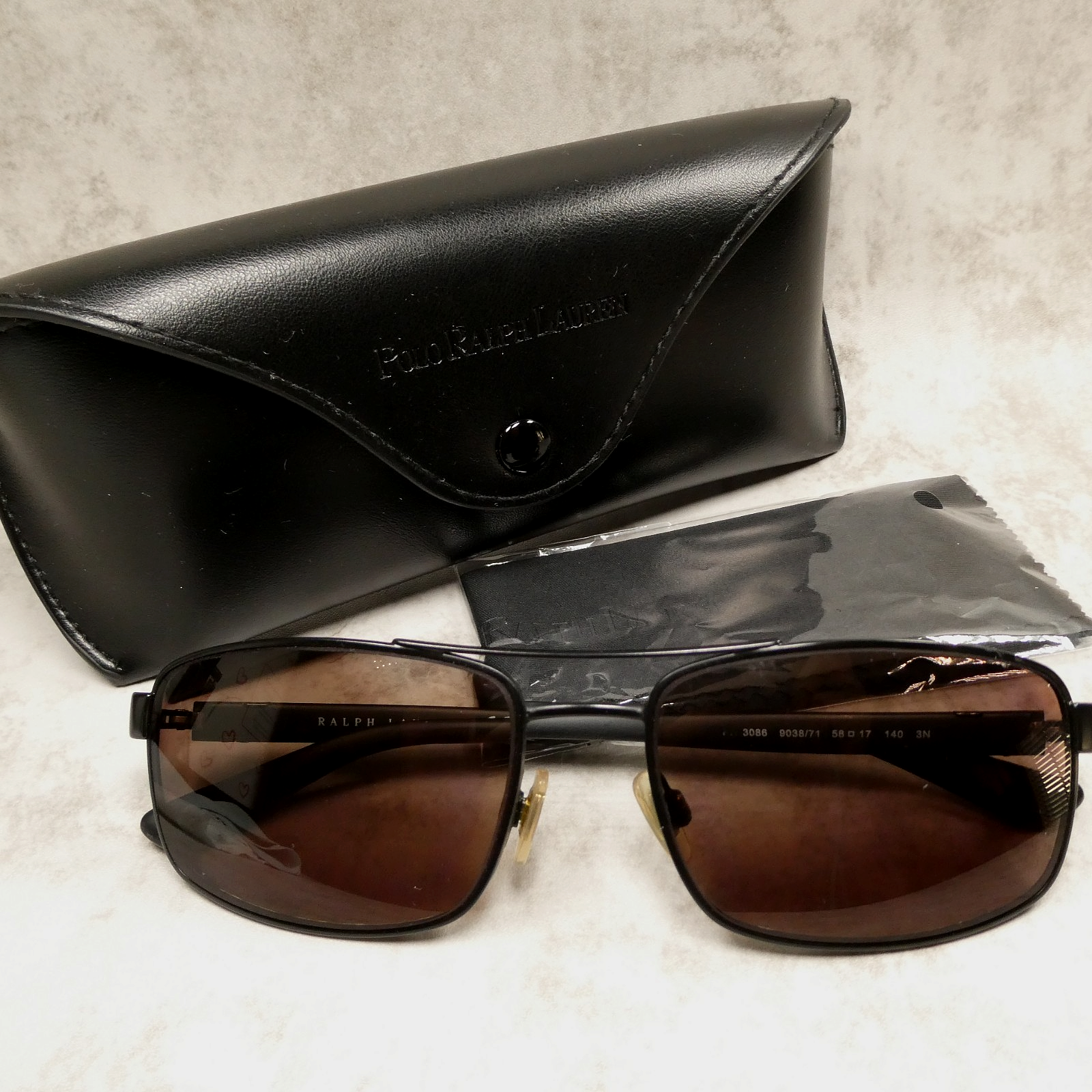 POLO Ralph Lauren Black Metal Sunglasses FRAMES w/Case PH3086 9038/71 58... - $49.45