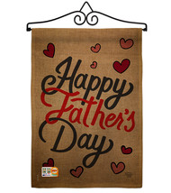 Happy Father&#39;s Day Burlap - Impressions Decorative Metal Wall Hanger Garden Flag - £27.14 GBP