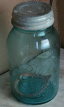 Vintage Blue Ball Perfect Mason  Quart #3 Jar Canning Kitchen Zinc Lid - £11.77 GBP