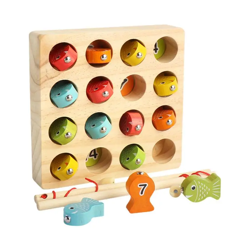 Magnetic Fishing Toy Wooden Fish Catching Game STEM Learning Early Education - £26.55 GBP+