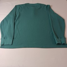 Jockey Men's Waffle Henley Green Long Sleeve Cotton T-Shirt Measured Chest 48" image 2