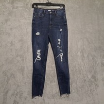 Old Navy Womens Super Skinny Jeans Sz 4 Blue Dark Wash Rockstar High Rise Holey - £21.09 GBP