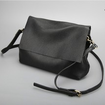 Black Leather Simple Shoulder Bags for Women Designer  Handbag Personality ladie - £42.42 GBP